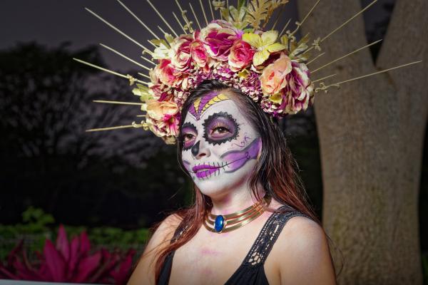 Woman in Day of the Dead face make up